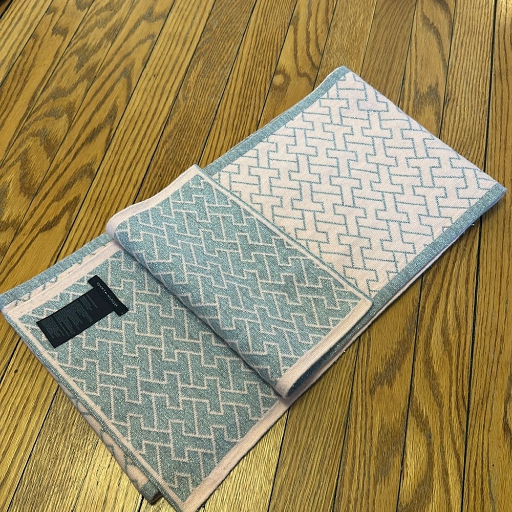Tommy Hilfiger Blue and Pink Scarf